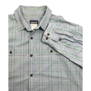 Patagonia Shirt Mens XXL Island Hopper Blue Button Up Vented Long Sleeve Blue